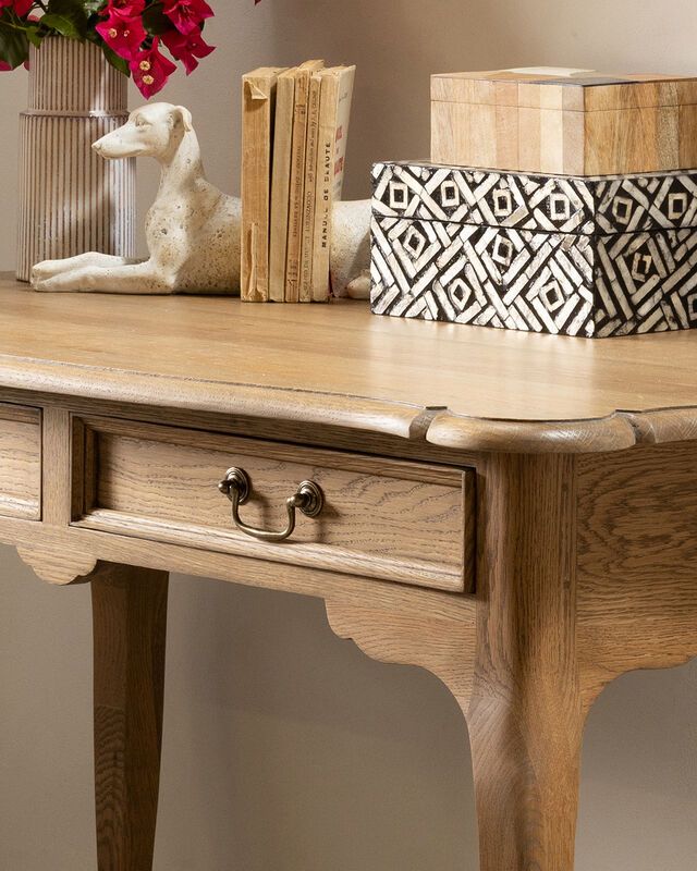 Sibley writing table in solid weathered oak 