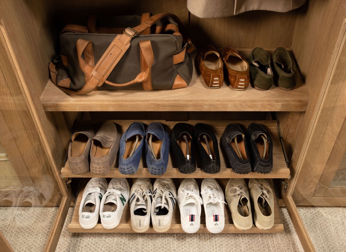 block and chisel wardrobe hanging and shoe rack.