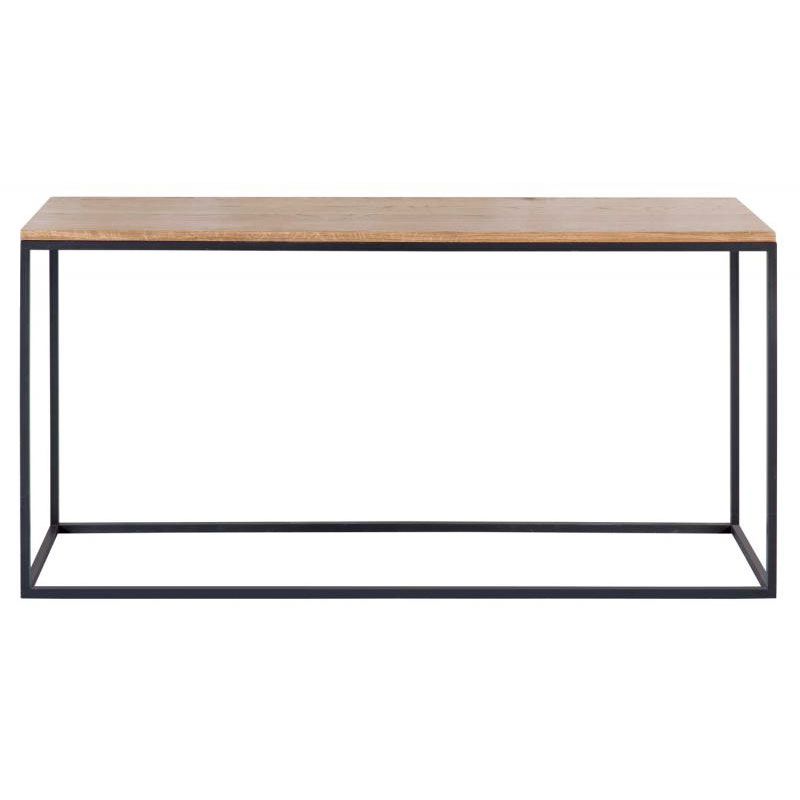 Block & Chisel Weathered Oak console table with matt black metal base