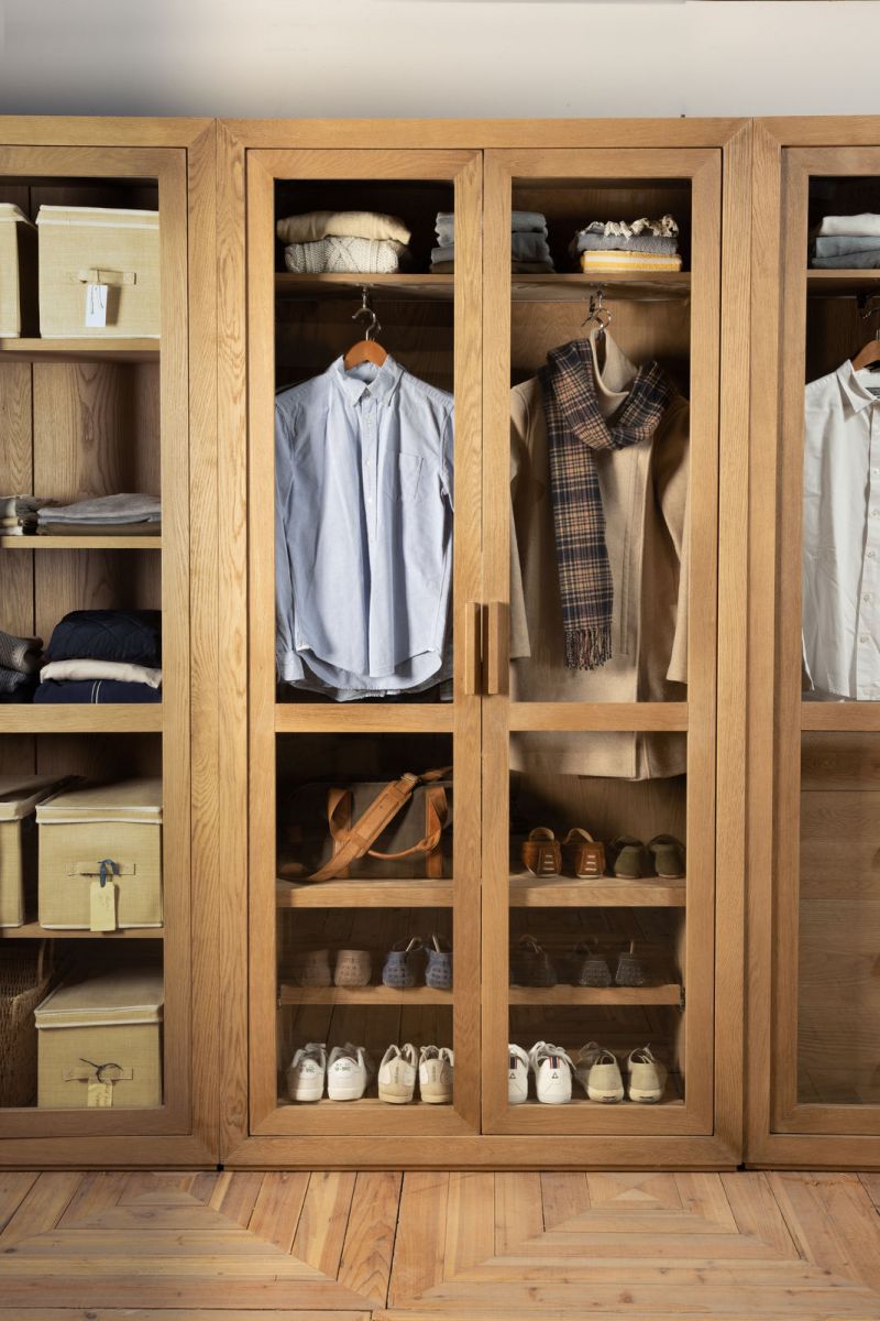 block and chisel wardrobe hanging and shoe rack.