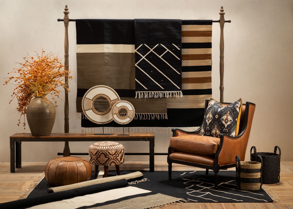 Brown stripe cotton rug
