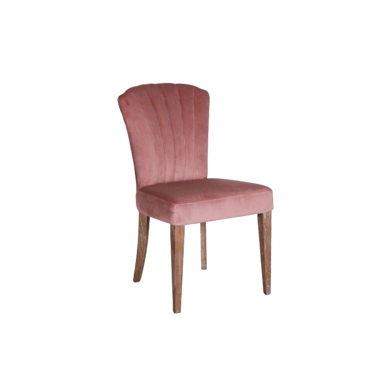 Upholstered dining chair with fan back upholstered detail 