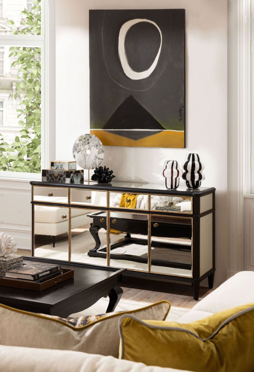 Block & Chisel mirrored 4 drawer/door sideboard