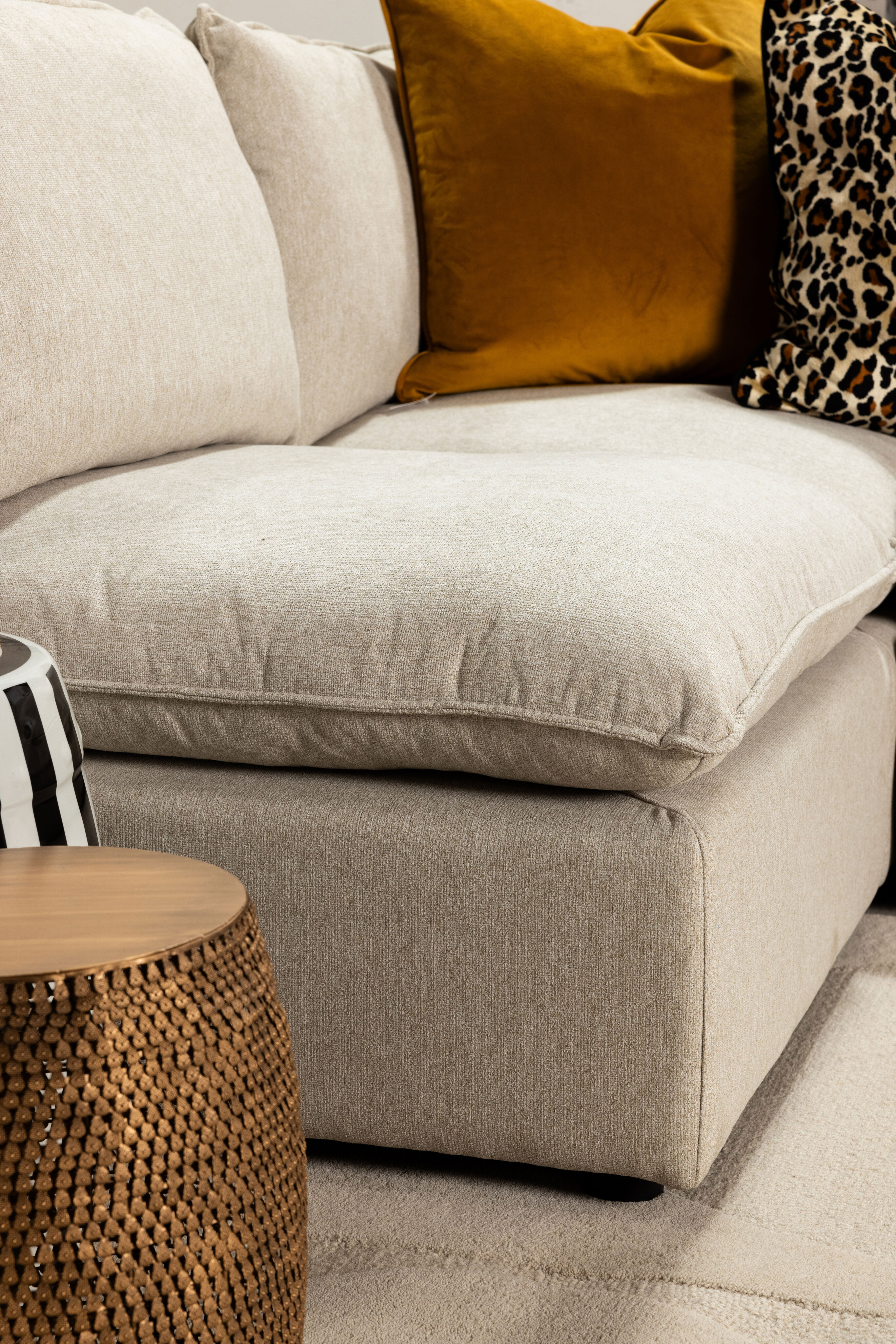 Block & Chisel cream upholstered corner sofa