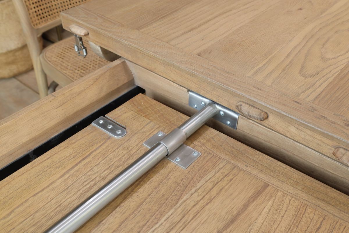 Block and chisel Wooden extension dining table with cross leg detail