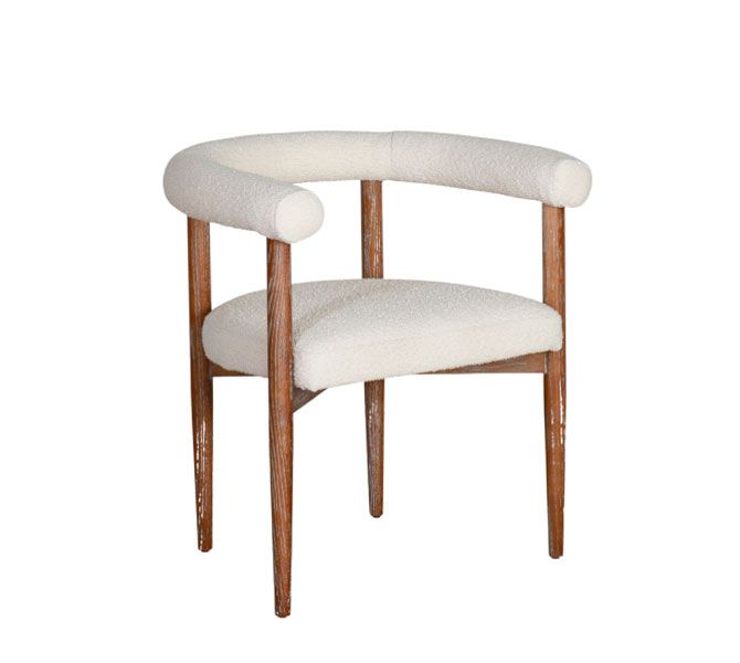 accent chair in cream with oak wood frame 